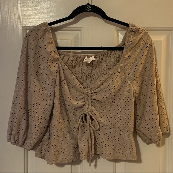 URBAN Romantics Tops - Beige Eyelet Women's Top